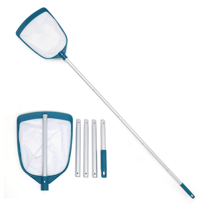 Upgrades Swimming Pool Telescopic Leaf Net Skimmer Rake with Adjustable Aluminum Pole and Nylon Medium Fine Mesh for Cleaning Swimming Pools, Hot Tubs, Spas and Fountains
