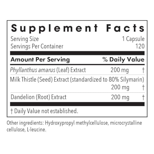 Milk Thistle Plus Supplement - Liver Health Support, Milk Thistle, Dandelion, Detox, Cleanse, Vegetarian Capsules - 120 Count