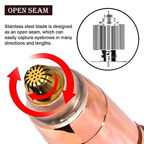 Eyebrow Hair Remover Replacement Heads for Women Painless Eyebrow Trimmer Blades, Perfect and Smooth, with Cleaning Brush, As Seen On TV, Rose Gold (5Pcs)