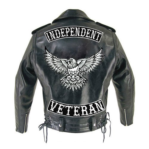 ® Veteran Patch Embroidered Iron-On Patch Jacket Rider Vest Rocker Size 12 XL USA (Black-White Bottom)