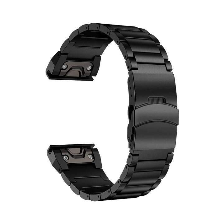 Fenix 8/7X/6X/5X Plus Band, Sport Quick Release Easy Fit 26mm Stainless Steel Metal Bands with Safety Buckle Compatible for Garmin Fenix 7X/6X Pro5X/5X Plus/3/3HR Bands, Black