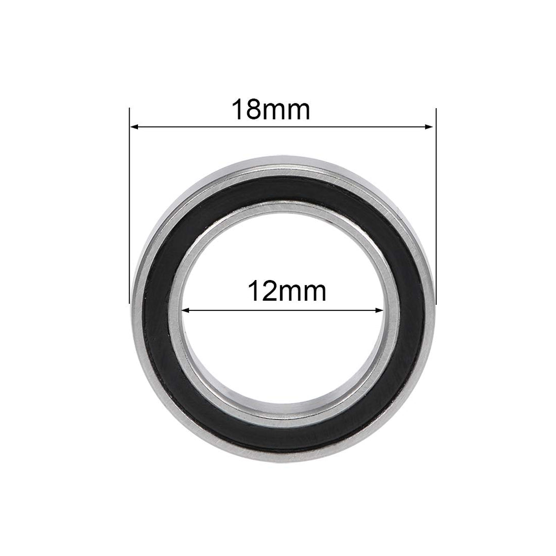 6701-2RS Deep Groove Ball Bearings Z2 12mm x 18mm x 4mm Double Sealed Chrome Steel 10pcs