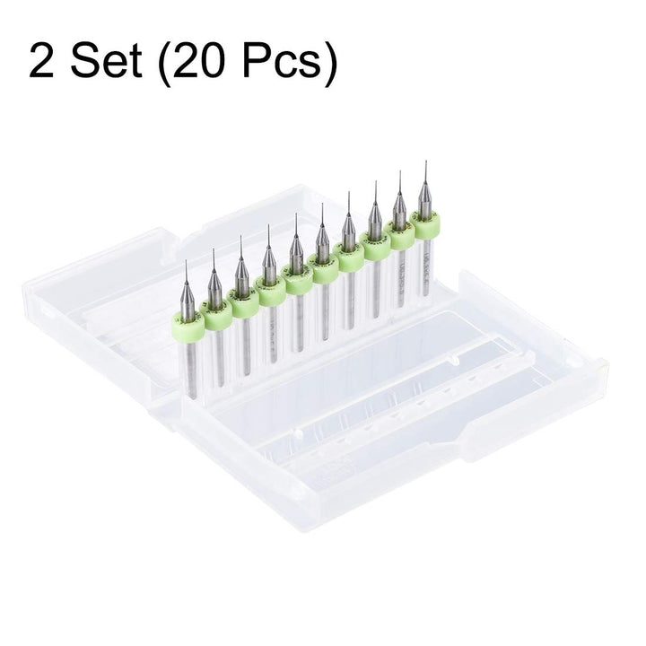 PCB Drill Bits 0.3mm Tungsten Carbide Rotary Tool Jewelry CNC Engraving Print Circuit Board Micro Drill Bits 1/8 Inch Shank 2 Set (20 Pcs)