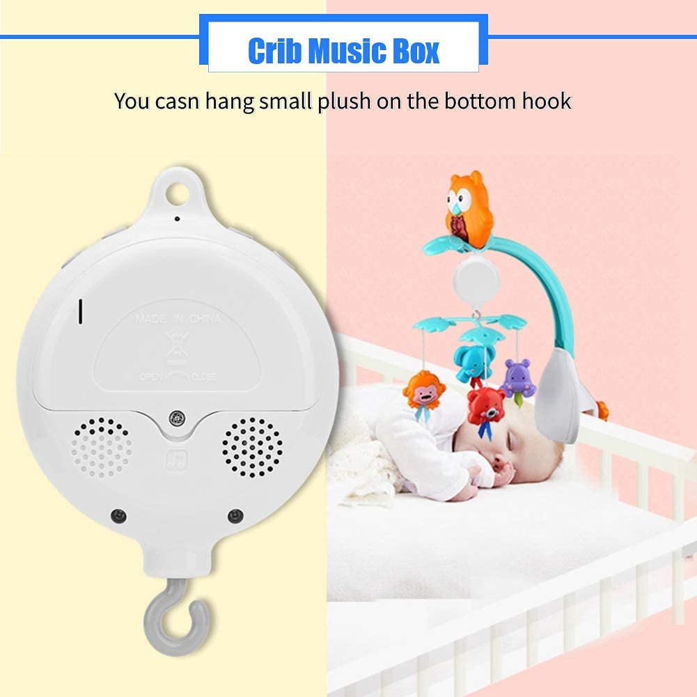 Baby Musical Mobile, Portable Sound Machine Baby Music Box Spinner Battery Operated Baby Bedding Musical Mobile Plays 12 Lullabies Rotary Music Box for Babies NewBorn Toddlers