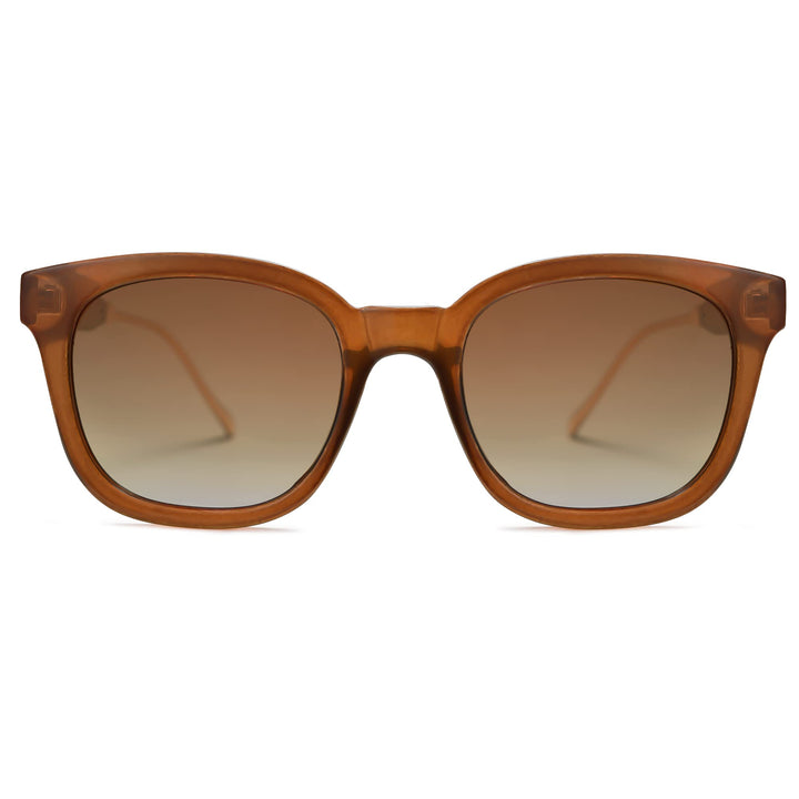 Classic Square Polarized Sunglasses Womens Mens Retro Trendy UV400 Sunnies SJ2050, Dark Brown/Brown