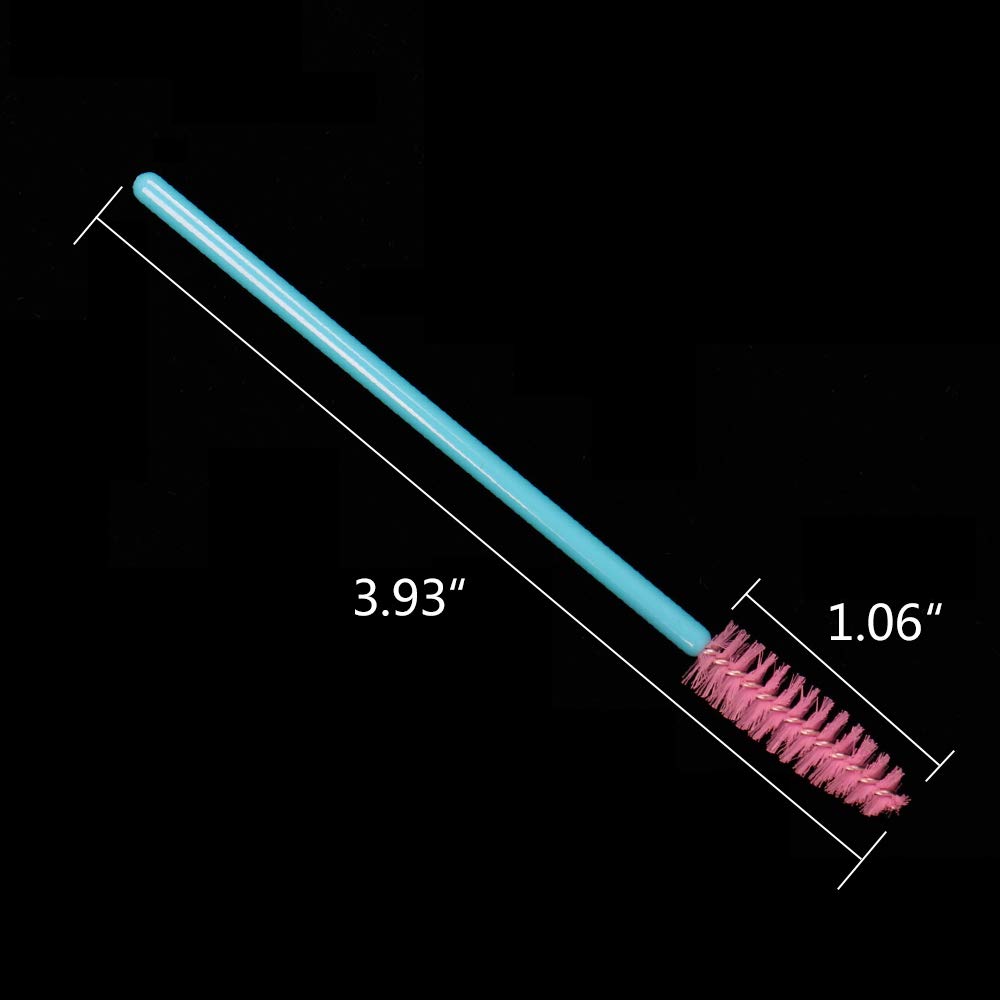 Mascara Wands, 300 Pack Disposable Lash Brushes for Eyelash Extensions Makeup Brush Bulk Tool Set, Blue/Pink
