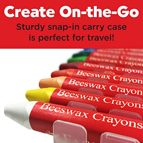 Beeswax Crayons in Durable Storage Case, 12 Vibrant Colors