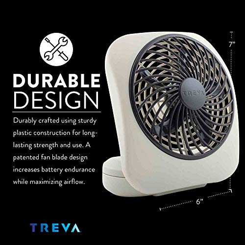 Treva 5 Inch Battery Powered Fan Portable Desk Fan 2 Cooling Speeds with Compact Folding & Tilt Design Small Fan Cubicle Accessories Mini Fan Portable 2 Pack (Grey)
