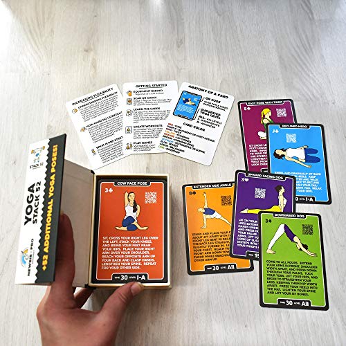 Yoga Exercise Cards: Designed by Certified Yoga Instructor. Video Instructions Included. Beginner to Advanced Poses and Asana Workout Games. Improve Fitness and Flexibility. (Mega Pack)