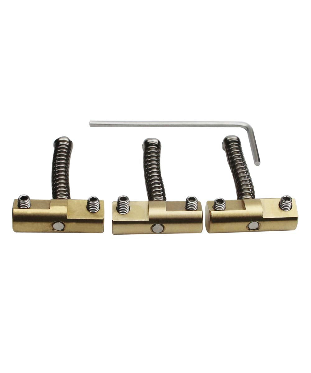 Compensated Brass Saddles Set (3) - 10.8mm Barrel-Style Bridge Saddle with Wrench for Fender Telecaster Tele Vintage Electric Guitar Replacement Part