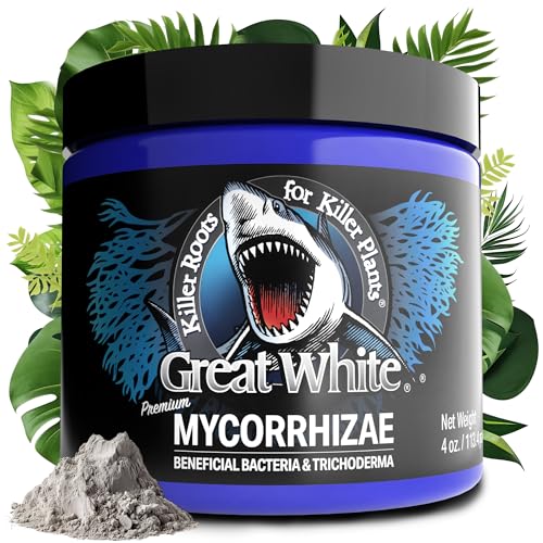 Great White Mycorrhizal Fungi 9-Strain 387 Spores/gram, 6 Million CFU/gram Bacteria, 2-Strains Trichoderma, Root Stimulator, Treats 4,000 Plants, Concentrated 3-in-1 Formula