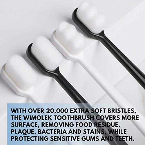 Extra Soft Toothbrush for Sensitive Gums and Teeth with 20,000 Ultra Soft Bristles. Micro-Nano Toothbrush. Excellent Cleaning Effect (2 Pack) (White Wave Bristle)