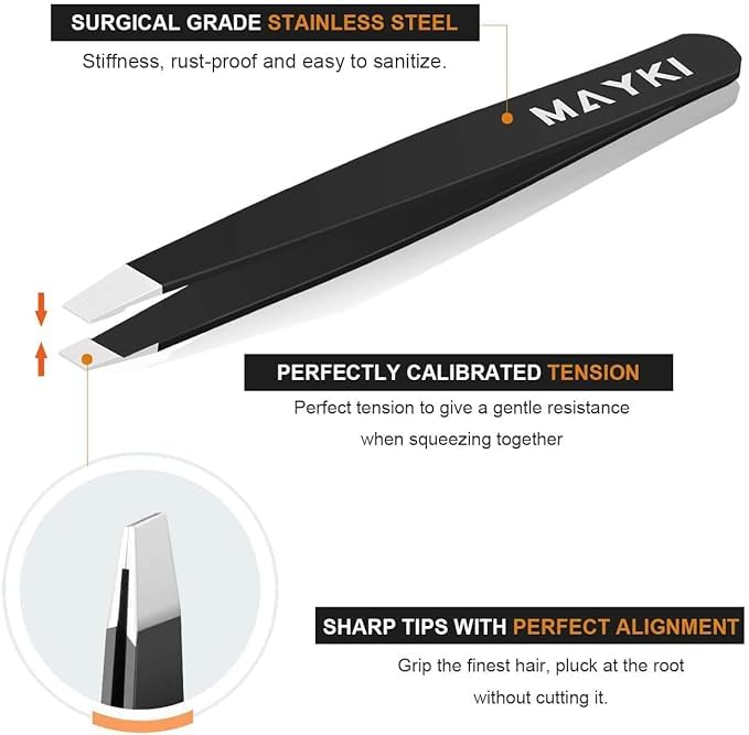 Eyebrow Tweezers Set 6 PCS, Professional Stainless Steel Eyebrow Tweezers Kit for Women/Men, Great Precision Tweezers Set for Eyebrow/Facial Hair Removal/Ingrown Hairs/Splinter/Tick Remover