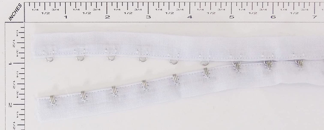 2 Yards Pair Hook and Eye Trim- 0.75 SPACING- Silver Metal On White Cotton Tape Ribbon Edging Cordage for Corset Sewing Quilting Renaissance Dance Bridal Costumes Drapery Home décor- #45-WH-75-2Y