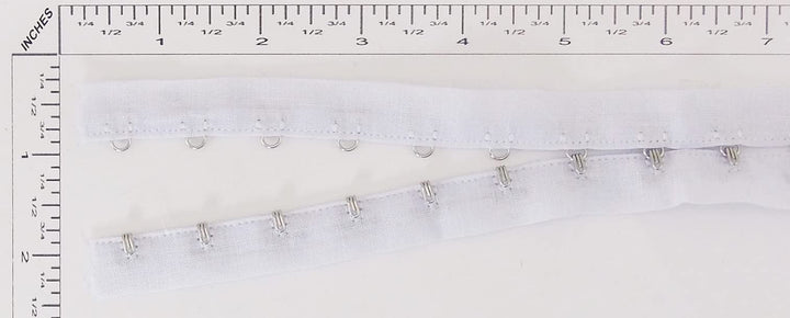 2 Yards Pair Hook and Eye Trim- 0.75 SPACING- Silver Metal On White Cotton Tape Ribbon Edging Cordage for Corset Sewing Quilting Renaissance Dance Bridal Costumes Drapery Home décor- #45-WH-75-2Y