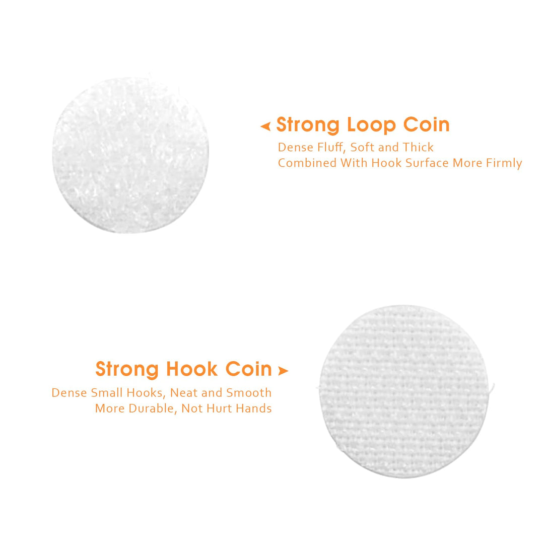 Self Adhesive Dots, 1056pcs(528 Pairs) 0.59” Diameter White Sticky dots, Hook & Loop dots with Strong Adhesive, Sticky Back Tapes 15mm for Classroom, Office, Home
