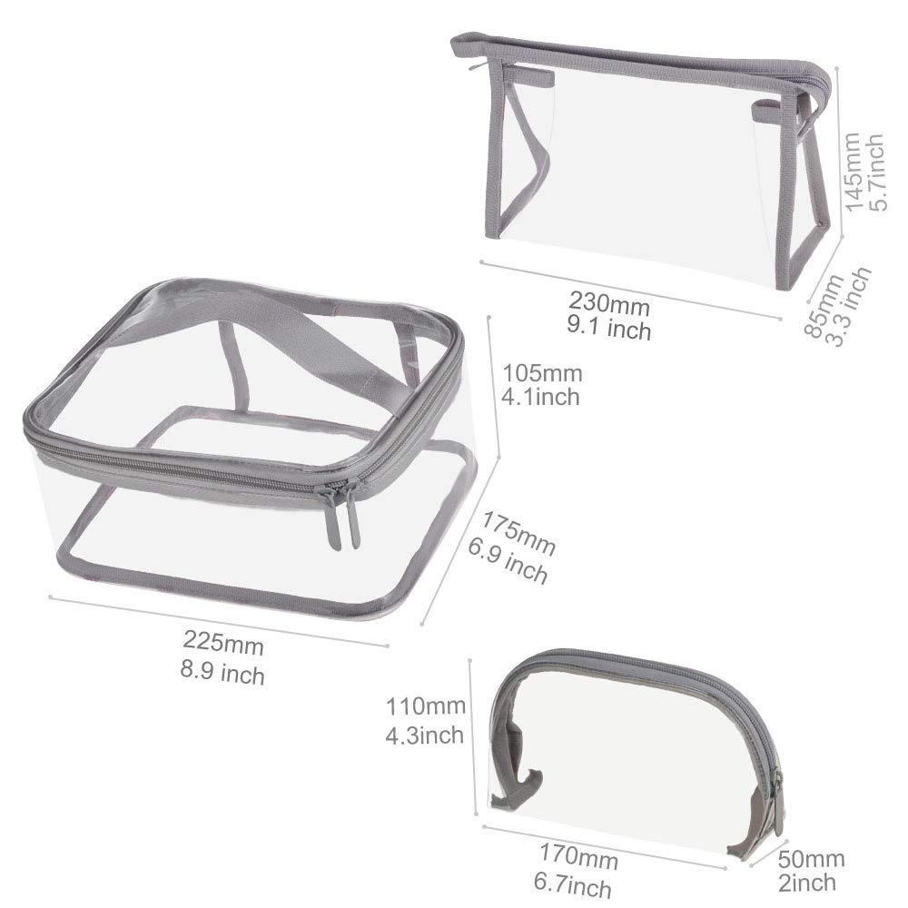 Clear Toiletry Bag PVC Travel Holiday Cosmetic Bag Flamingo Ice Cream Transparent Makeup Bags With Handle See Through Plastic Clear Case, Different Size 3 Pieces