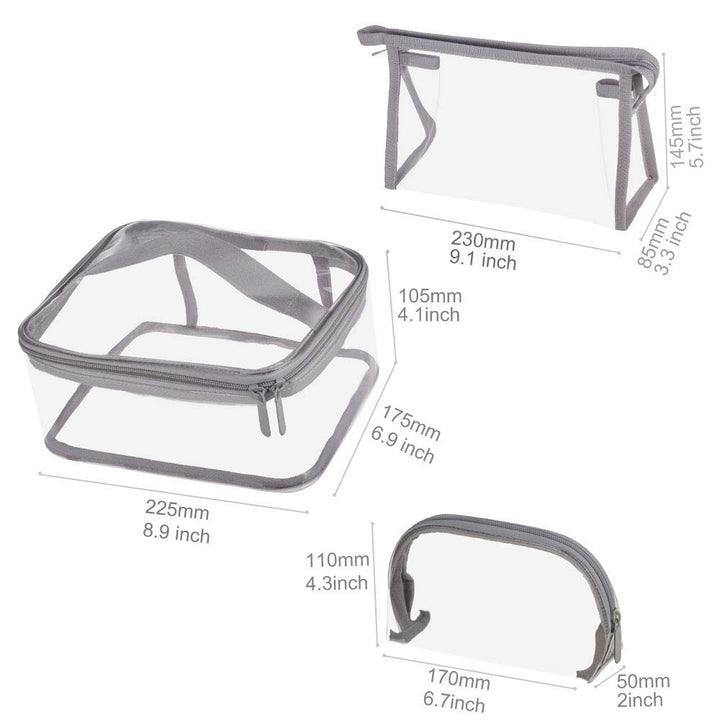 Clear Toiletry Bag PVC Travel Holiday Cosmetic Bag Flamingo Ice Cream Transparent Makeup Bags With Handle See Through Plastic Clear Case, Different Size 3 Pieces