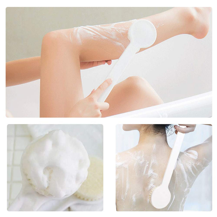 Dry and Bath Body Brush (white),with Long Handle, Exfoliating, Stimulate Blood Circulation, Improve Lymphatic System, Accelerate Metabolism