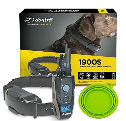 1900S E Collar - 3/4 Mile Remote Trainer with LCD Screen - Fully Waterproof Collar - Includes eOutletDeals Collapsible Pet Travel Bowl