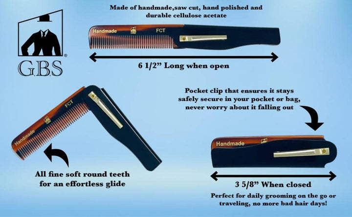 Handmade Folding Comb for Men and Women, FCT