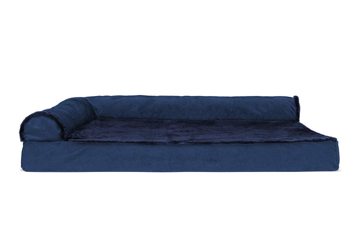 Orthopedic Dog Bed for Large Dogs w/ Removable Bolsters & Washable Cover, For Dogs Up to 95 lbs - Plush & Velvet L Shaped Chaise - Deep Sapphire, Jumbo/XL