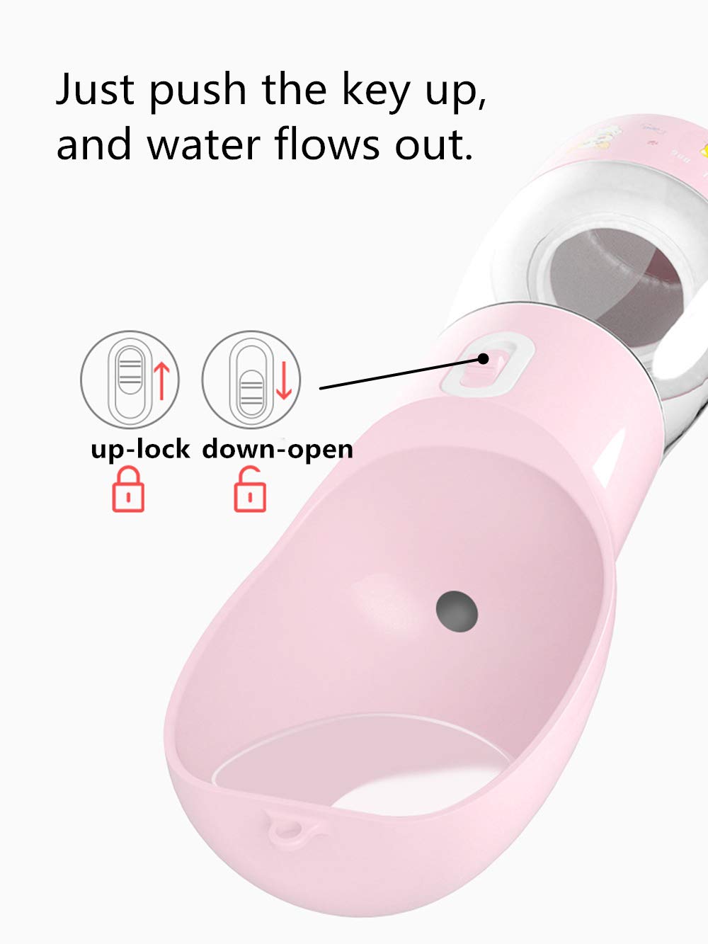 Outdoor Dog Water Bottle Dispenser - Leak Proof for Pets On The Go with Food Container Multifunctional Travel Dog Water Bottle (Pink)