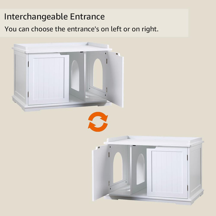 Cat Litter Box Enclosure Furniture, Cat Washroom, Hidden Litter Box Cover, Cabinet for Large Cat, Dog Proof Cat Litter Boxes, Hideaway Litter Box, Cat House, White