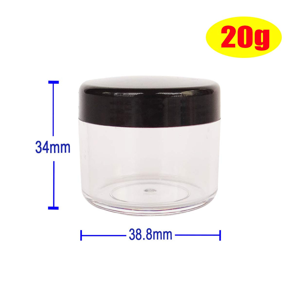 Multi-Colored: 16Pcs 20 Gram 20Ml Jars, Small Cosmetic Sample Empty Container, Plastic Round Pot Screw Cap Lid, Tiny 20G Bottle for Makeup, Eye Shadow, Nails, Powder, Jewelry, Fre