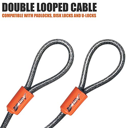 2.5FT Bike Lock Cable with Loops - 5mm (3/16 Inch) Cut-Resistant Braided Steel Cable - Versatile & Weatherproof - Small Security Cable Lock, Security Chain for Padlock, Chain Lock, Wire Lock