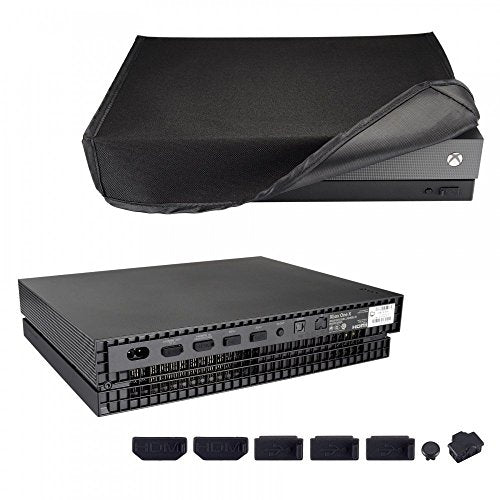 Horizontal Dust Cover for Xbox One X Project Scorpio Console, Soft Neat Lining Dust Guard, Silicone Dust Stopper Plug Cover Set for Xbox One X