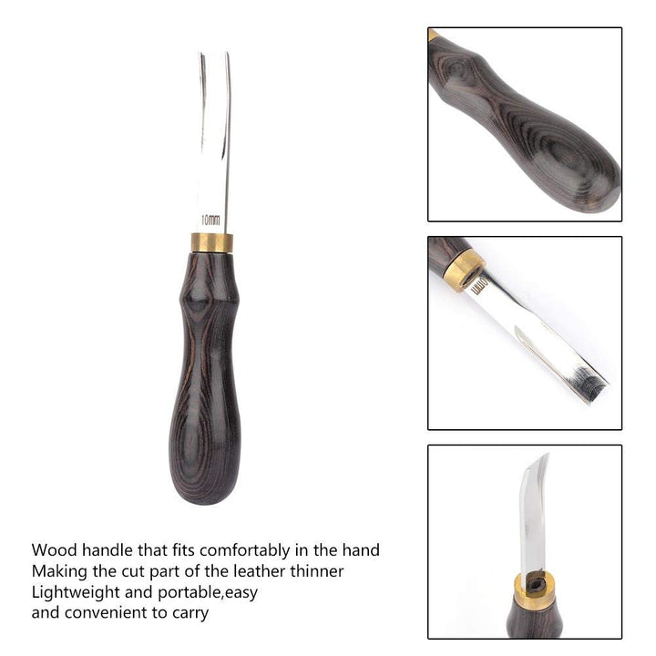 Beveler Leather Skiving Beveler Leather Wood Handle Craft Keen Cutting Tool, 4mm/6mm/8mm/10mm Optional(10mm)