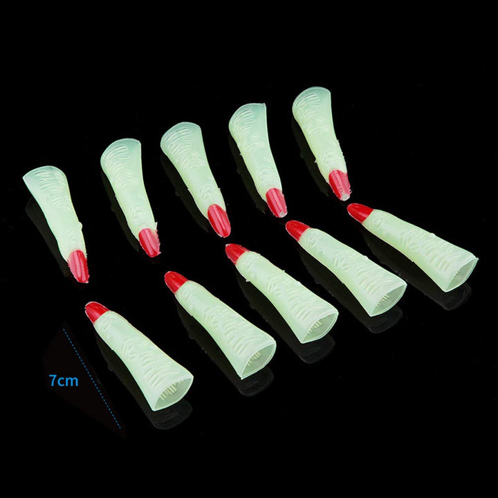 20Pcs Witch Fingers Nail Set Glow in the Dark Witch Fake Fingers Nail Trick Props for Halloween Costume Props Cosplay Party Costume Accessories