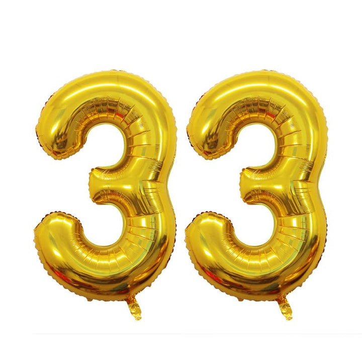 2 Pcs 42 Inch Gold Foil Balloons Number 3 ,Number Balloons for Party