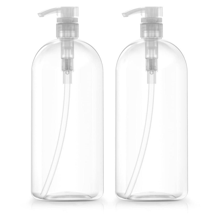 Empty Shampoo Bottles with Pumps Dispenser 32 oz (1 Liter) Leak-Proof Large Empty Refillable BPA-Free 2-Pack