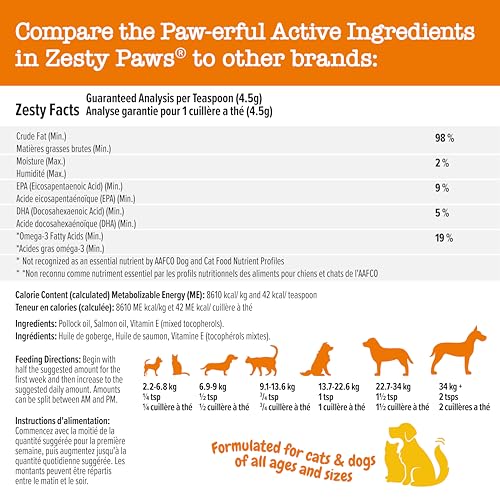 Wild Alaskan Salmon Oil for Dogs and Cats- Skin and Coat Support, Omega 3 Supplement for Pets, 8.5oz