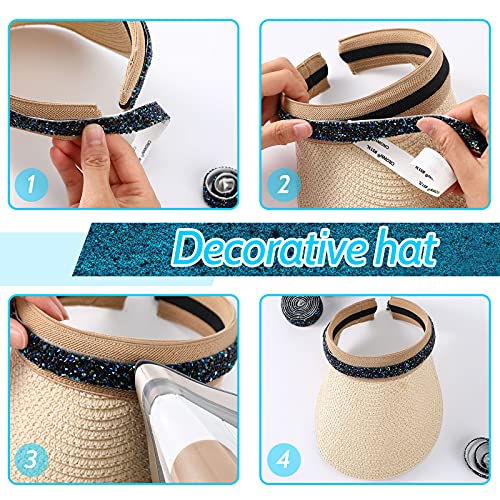 Bling Crystal Rhinestone Ribbon, DIY Self-Adhesive Rhinestone Sticker Ribbon for Wedding Cakes Birthday Crafts Decorations(Black,1.2 Inch Wide)