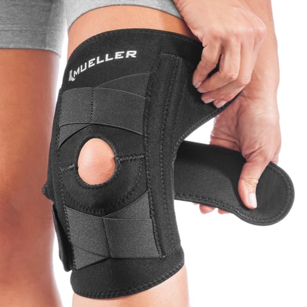 Sports Medicine Self Adjusting Knee Stabilizer, Knee Pain Relief Support for Men and Women, Ideal for Arthritis, Sprains, Black, One Size
