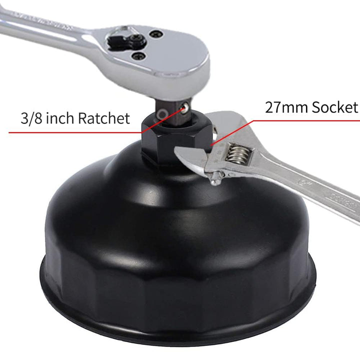 3.39inch/86mm 16 Flutes Aluminium Oil Filter Wrench for BMW, Oil Filter Housing Cap Removal Tool for N20, N26, N51, N52, N54, N55, N63, N74, S55, S63 BMW Engines (Black)