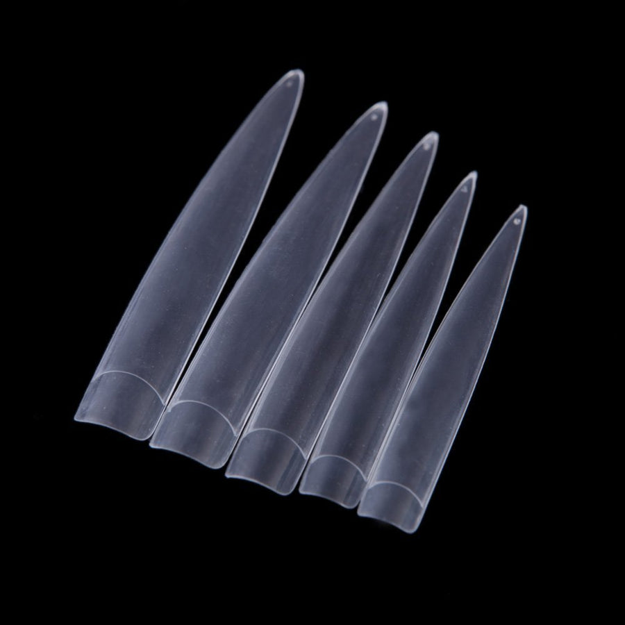 ® 120pcs White/Clear/Natural Long Sharp Stiletto Fake Nail Tip False Nail Art Tips (Clear)