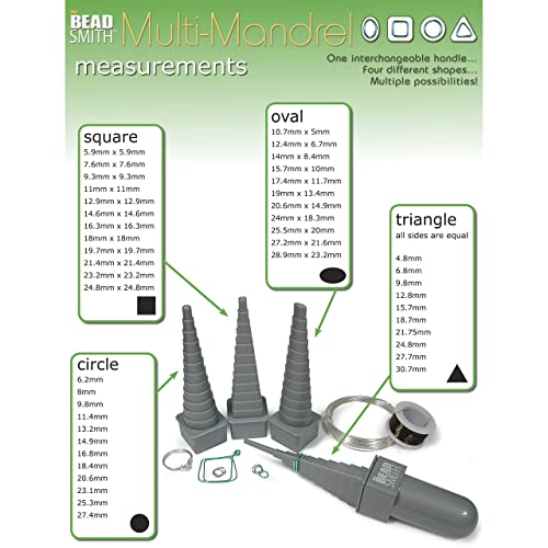 Mandrel 4X, Wire Wrapping Set, 4 Different Shapes, Oval, Square, Round and Triangle, Plus Interchangeable Handle, Metal Jewelry Forming and Shaping Tool