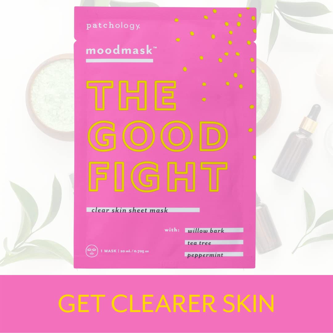 MoodmaskThe Good Fight Facial Sheet Mask - Men and Women Face Masks Skincare Sheet for Moisturizing, Hydrating, and Clear Skin - Best Face Sheets Moisturizer (1 Count)