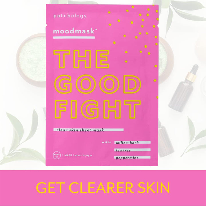 MoodmaskThe Good Fight Facial Sheet Mask - Men and Women Face Masks Skincare Sheet for Moisturizing, Hydrating, and Clear Skin - Best Face Sheets Moisturizer (1 Count)