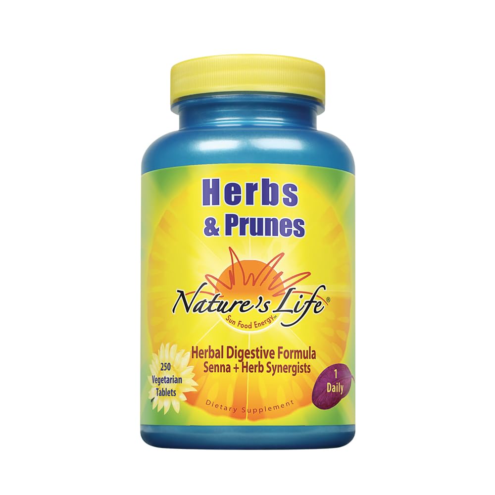 Natures Life Herbs & Prunes | 400mg Senna & Herbal Blend for Healthy Digestion Support | Non-GMO | 250 Tabs, 250 Serv.