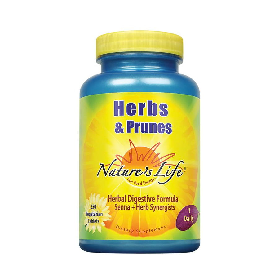 Natures Life Herbs & Prunes | 400mg Senna & Herbal Blend for Healthy Digestion Support | Non-GMO | 250 Tabs, 250 Serv.