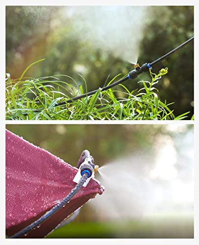 HOMENOTE Misting Cooling System 59FT (18M) Misting Line + 20 Brass Mist Nozzles + Brass Adapter(3/4) Outdoor Mister for Patio Backyard Garden Greenhouse Watering
