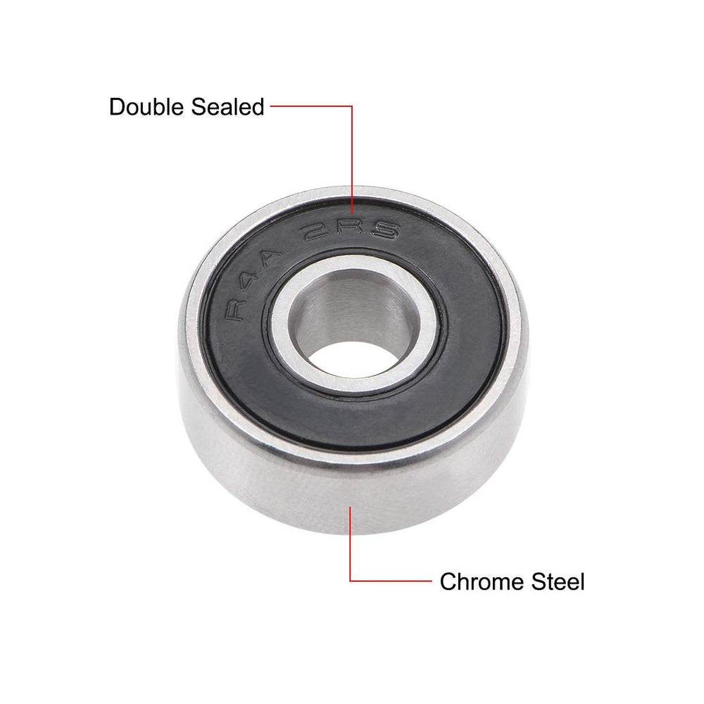 R4A-2RS Ball Bearing 1/4-inchx3/4-inchx9/32-inch Double Sealed ABEC-1 Bearings 2pcs