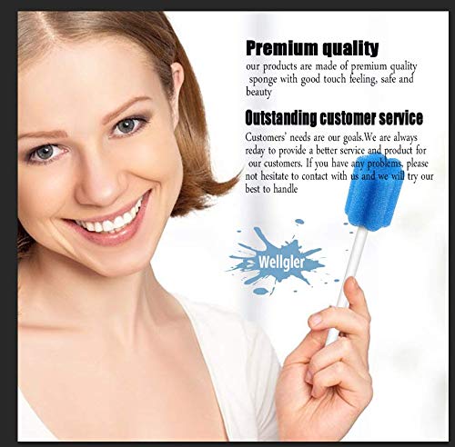 Disposable Unflavored Oral Care Sponge Swabs,Quincunx blue (50 Count )