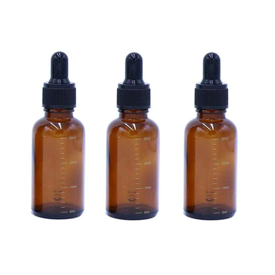 Ericotry 30Ml/1Oz: 3 Pcs 30Ml 1Oz Empty Refillable Amber Glass Graduated Dropper Bottle Essential Oil Cosmetics Elite Fluid Container Jar Pot Holder with Glass Pipette Dropper