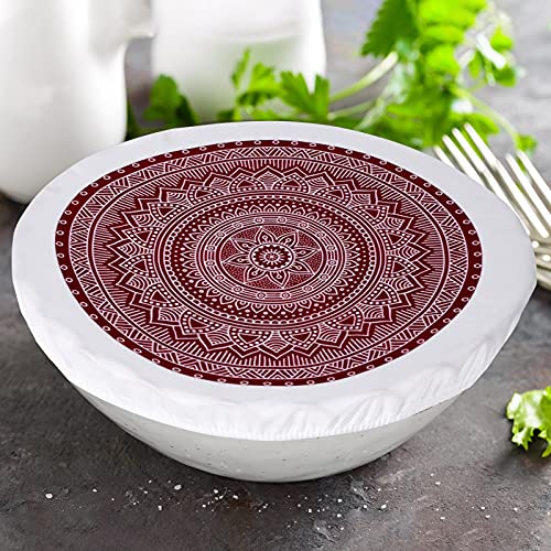 10 Pieces Bowl Covers Reusable in 5 Size Stretch Cloth Fabric Bowl Covers Elastic Food Storage Covers Cotton Bread Bowl Covers Reusable Lids for Food, Fruits, Leftover (Rustic Style)